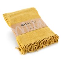 Koc akrylowy z frędzlami AKRYL4 130x170 żółty