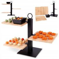 2X Patera BAMBUSOWA 3-piętrowa poziomowa na ciasto ciastka owoce przekąski
