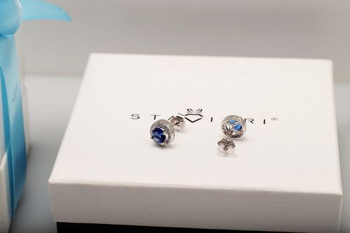 srebrne kolczyki z niebieską cyrkonią - kdk5330 na Arena.pl