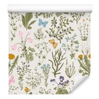 Tapeta kwiaty polne owoce motyle mlecze do jadalni