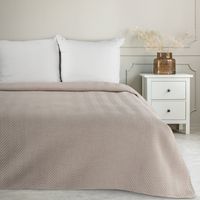 Narzuta pikowana w jodełkę LEN 220X240 beżowa