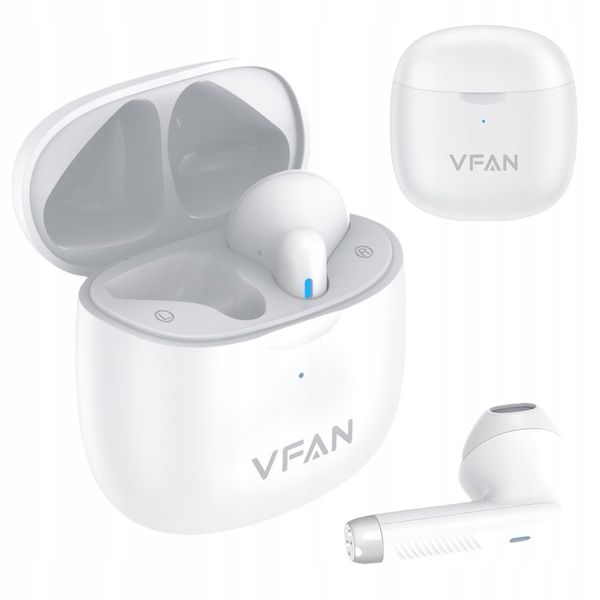 SŁUCHAWKI BEZPRZEWODOWE DOUSZNE BLUETOOTH 5.3 VFAN T06 BIAŁE zdjęcie 1