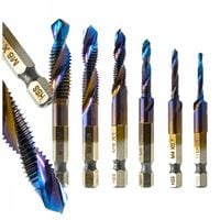 Wiertło gwintujące M3 - M10, gwintowniki, HSS wiertła ZESTAW 6 sztuk
