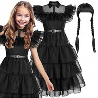 Strój dziewczynki Wendsday ROZMIAR 130-140 cm peruka