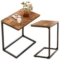 STOLIK KAWOWY INDUSTRIALNY LOFT DREWNIANY ŁAWA BRĄZ RETRO NA LAPTOPA 55 CM