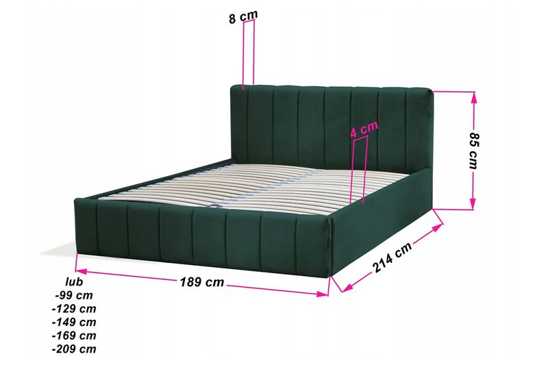 Czarne łóżko tapicerowane NINA / R100 180x200 cm zdjęcie 4
