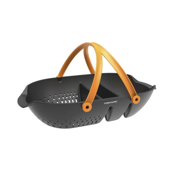 Fiskars Koszyk do zbiorów warzyw i owoców Plus™ 1062831 dwukomorowy durszlak zdjęcie 1