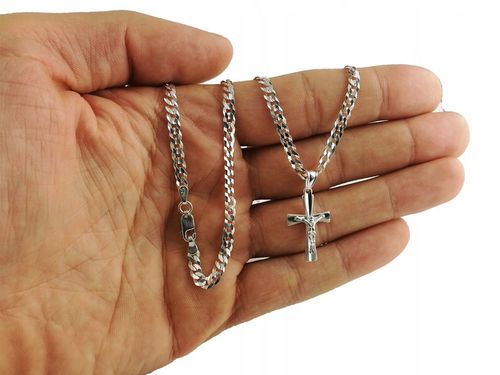 Łańcuszek Srebrny Męski 925 Pancerka 3,80mm z Krzyżykiem Grawer GRATIS na Arena.pl