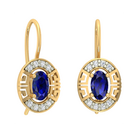 ZŁOTE ELEGANCKIE KOLCZYKI Z SZAFIREM OWALNE ZŁOTO PRÓBA 585