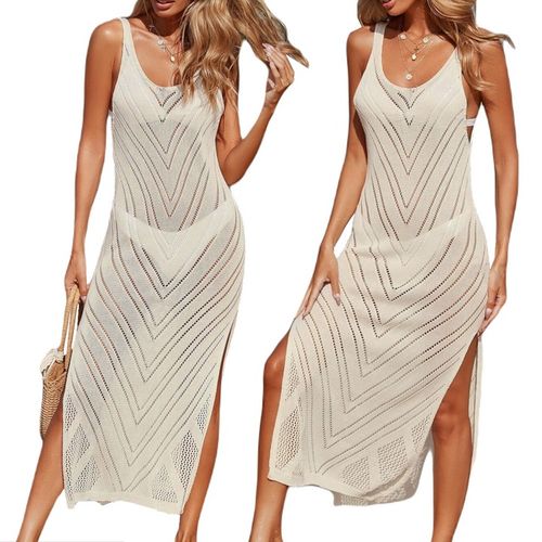 LETNIA TUNIKA NA PLAŻĘ DŁUGA SUKIENKA DAMSKA PLAŻOWA MAXI KOBIECA NARZUTKA na Arena.pl