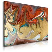 Obraz Na Płótnie Czarno-Złoty Marmur Abstrakcja Styl Glamour 40cm x 30cm