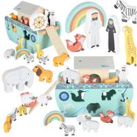 Sorter Drewniany dla Dzieci Arka Noego Zabawka Statek Zwierzęta Figurki