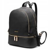 Plecak Dwukomorowy Damski PUCCINI Ze Skóry Ekologicznej Czarny