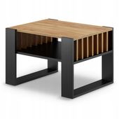 Mały Stolik kawowy lamele | Nowoczesna Ława z półką | Czarny Dąb |