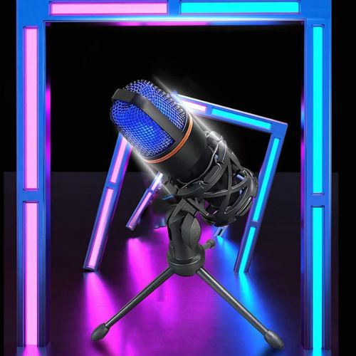 MIKROFON DO KOMPUTERA POJEMNOŚCIOWY STUDYJNY KARAOKE STREAM GAMING USB RGB na Arena.pl