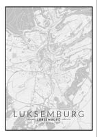 Luksemburg mapa czarno biała - plakat 30x40 cm