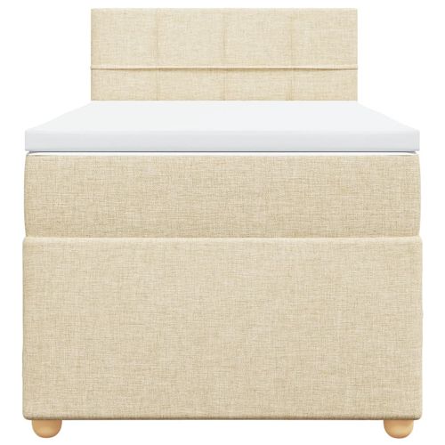 Łóżko kontynentalne z materacem, kremowe, tkanina, 90x200 cm na Arena.pl