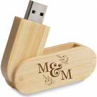 Pendrive Ślubny z inicjałami drewniany grawerowany pamiątka prezent wesele