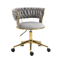 Nowoczesne krzesło biurowe obrotowe na kółkach regulacja szare złote