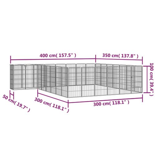 Kojec dla psa, 30 paneli, czarny, 50x100 cm, stal na Arena.pl