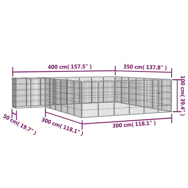 Kojec dla psa, 30 paneli, czarny, 50x100 cm, stal zdjęcie 6