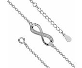 Delikatna rodowana srebrna bransoletka infinity nieskończoność cyrkonia cyrkonie celebrytka srebro 925 Z0791B