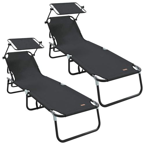 Składany leżak z poduszką 2 pcs Czarny 56 x 190 x 81cm tkanina na Arena.pl