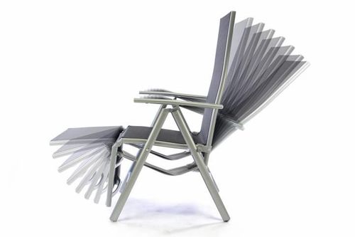 2x ustawialne krzesło ogrodowe z podnożnikiem - czarne na Arena.pl