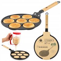 PATELNIA ŻELIWNA DO PANKEJKÓW NALEŚNIKÓW PANCAKE 27CM + DOZOWNIK CIASTA