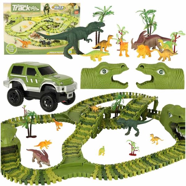 Tor wyścigowy dinozaury samochody 240 elementów zdjęcie 1