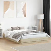 Rama łóżka, dąb sonoma, 120x200 cm, materiał drewnopochodny