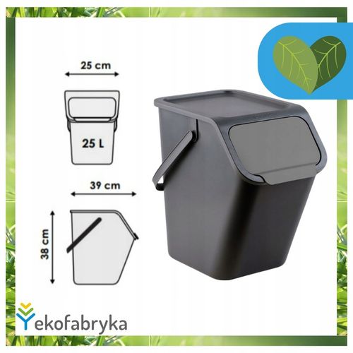 Kosz na śmieci pod zlew na odpady ZMIESZANE kuchenny mały CZARNY 25l na Arena.pl