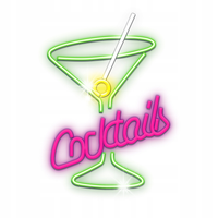 Neon Plexi LED Forever Light Cocktails FPNE02X Róż / Zielony na ścianę