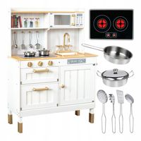 Kuchnia dzieci drewniana kuchenka dźwięk garnki akcesoria prezent dziecka