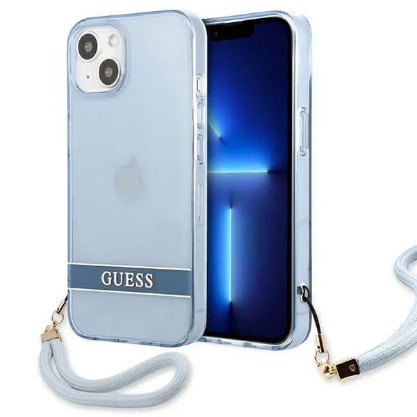Etui Guess Translucent Strap na iPhone 13 - niebieskie zdjęcie 1