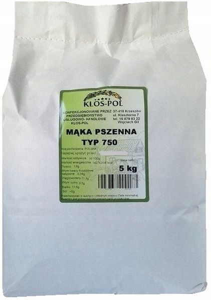 Mąka pszenna typ 750 5KG KŁOS-POL zdjęcie 1