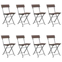 Składane krzesła bistro, 8 szt., brązowe, polirattan i stal