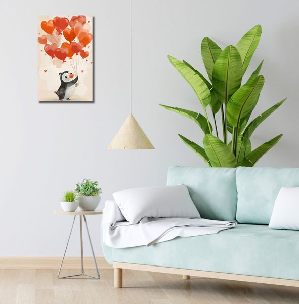 Obraz 30x50cm Pingwinek z Balonami zdjęcie 2