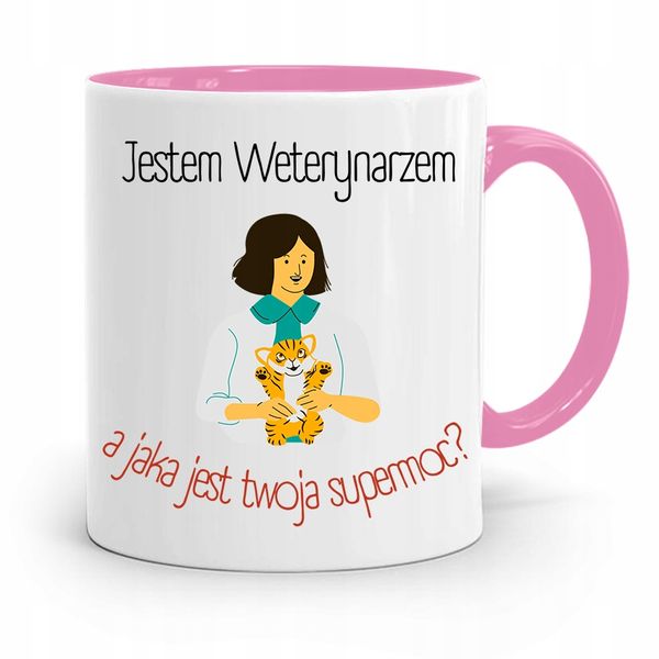 Kubek Różowy Weterynarza Jestem Weterynarzem Z Nadrukiem Ze Zdjęciem zdjęcie 1