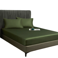 Prześcieradło z Gumką 140x200 Bambusowe Gładkie Oliwkowe na Materac 30cm