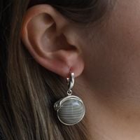 Srebrne kolczyki z Krzemieniem Pasiastym – artystyczna oprawa, srebro 925 2