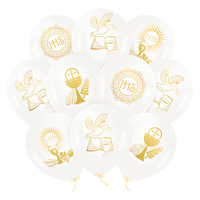 balony komunijne Komunia Święta biało-złote 12cali 10szt.  400821