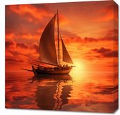 Obraz 60x60cm Pod Żaglami Zachodu Słońca