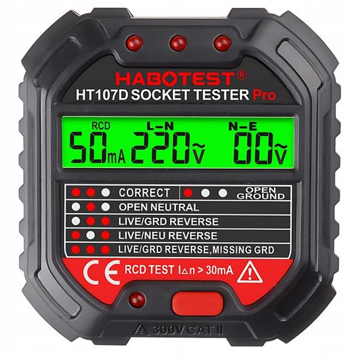 Habotest Ht107d Tester Gniazd Elektrycznych Z Wyświetlaczem LCD Test RCD na Arena.pl
