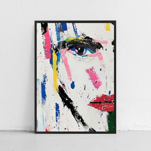 Plakat w ramce abstrakcja portret twarz 50x70 cm w czarnej ramie na Arena.pl