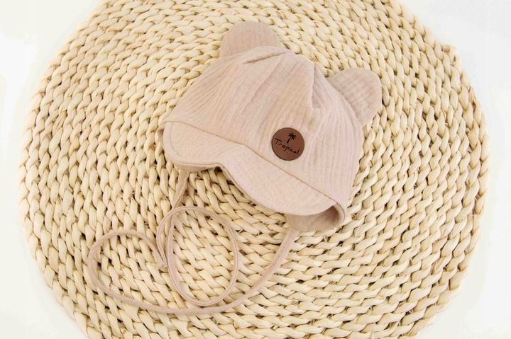 CZAPKA Z MUŚLINU letnia z daszkiem beżowa 48-50 zdjęcie 3