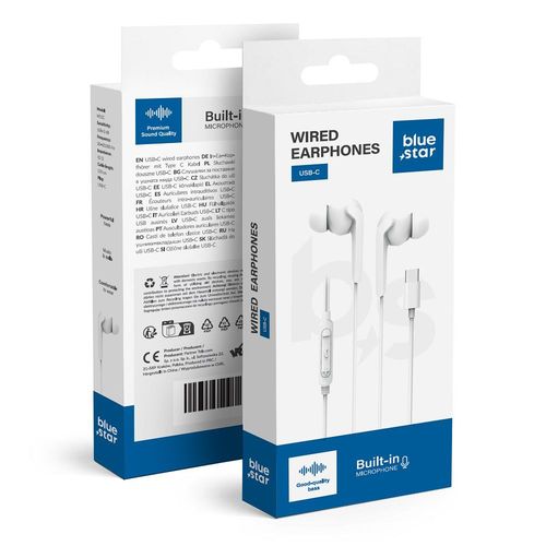 Słuchawki przewodowe douszne USB C (DAC) Blue Star M15C 1,2 m białe na Arena.pl