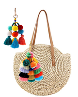 Torebka na RAMIĘ A4 PLECIONA BOHO KOSZYK + BRELOK