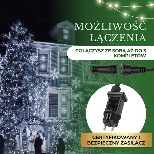 Lampki choinkowe 500 led zimny biały+ zimny biały flash 27,5 m oświetlenie świąteczne IP44 na Arena.pl