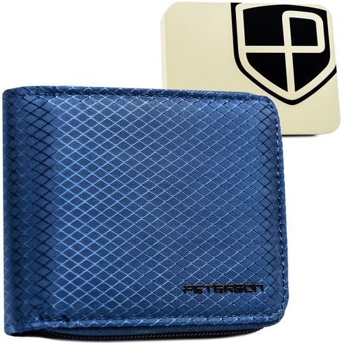 Portfel męski elegancki mały slim wallet Peterson na suwak na karty RFID na Arena.pl